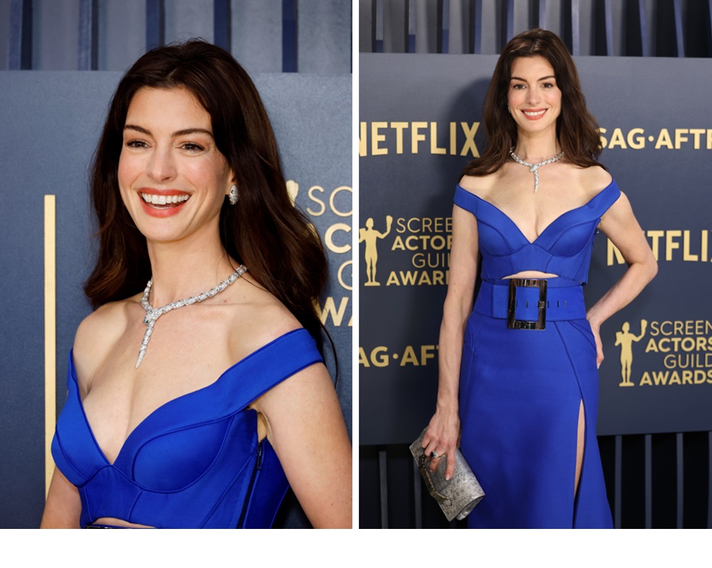 Anne Hathaway brilha com joias Bulgari de Alta Joalheria no SAG Awards