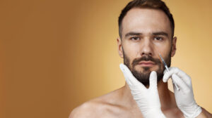 Portrait Man Receiving Enhancements Tweakments Through Help Cosmetic Procedures