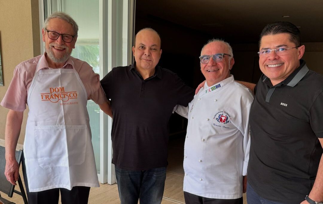 Ibaneis Rocha recebe chefs Francisco Ansiliero e Rosario Tessier em sua residência